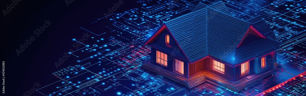 AI technology constructs a modern smart house with digital features and intelligent systems AI technology constructs a modern smart house with digital features and intelligent systems