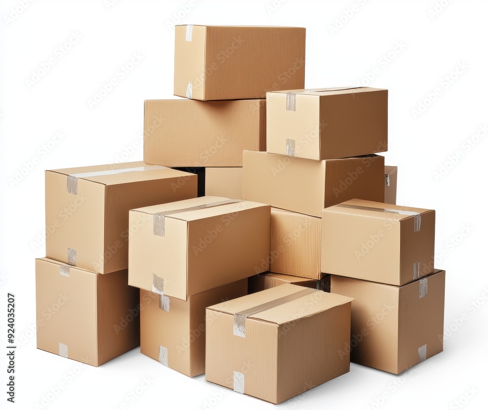 Pile of cardboard boxes isolated on white background Pile of cardboard boxes isolated on white background