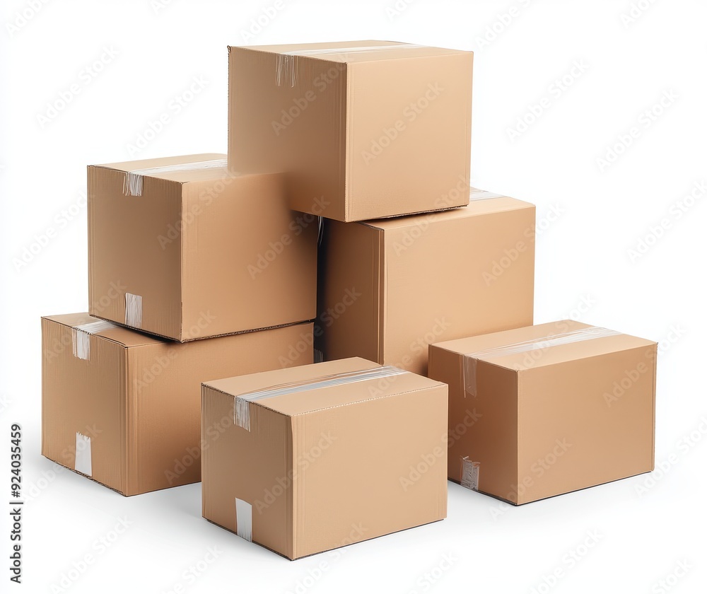 Pile of cardboard boxes isolated on white background Pile of cardboard boxes isolated on white background
