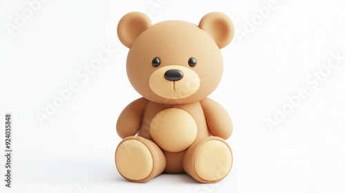 Adorable Brown Teddy Bear on White Background Showcasing Cuteness and Comfort