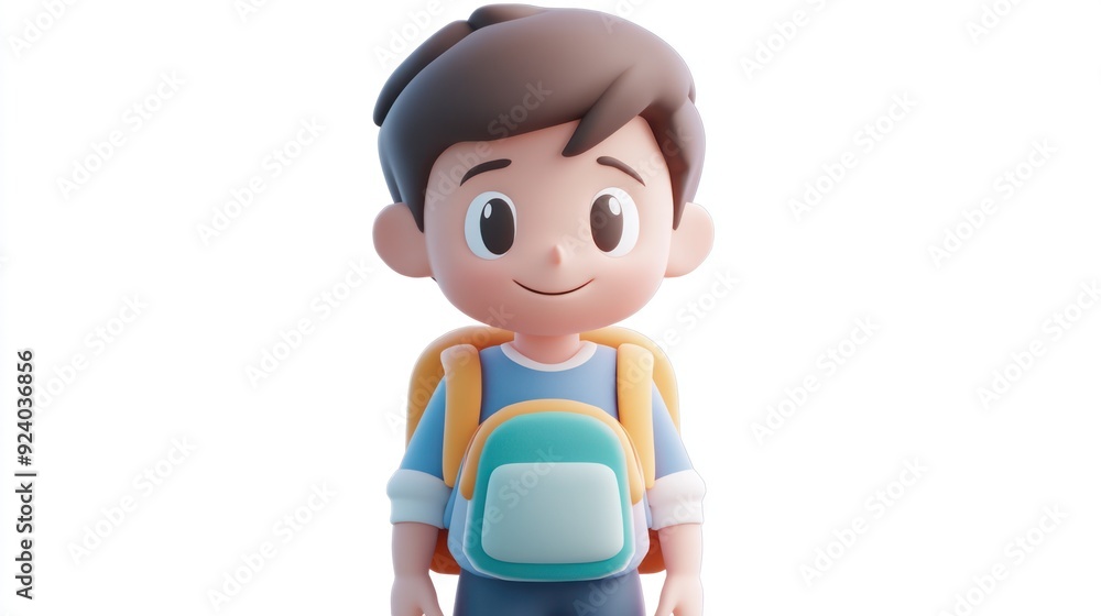 3D Graphic of a Happy Child with Backpack in a Positive Atmosphere 3D Graphic of a Happy Child with Backpack in a Positive Atmosphere