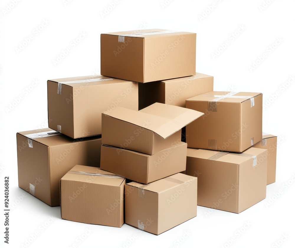 Pile of cardboard boxes isolated on white background Pile of cardboard boxes isolated on white background