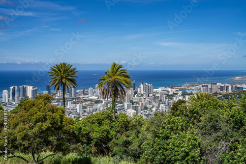 Fototapeta Naklejka Na Ścianę i Meble -  Tantalus Lookout - Puu Ualakaa State Park, Honolulu, Oahu Hawaii
