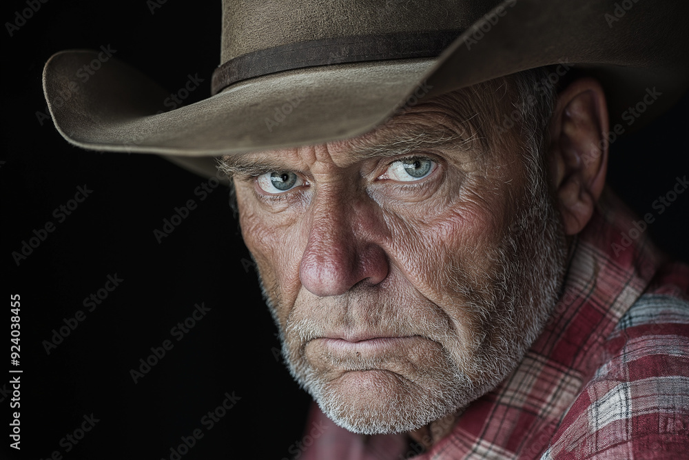 portrait of an old handsome Cowboy. generative ai portrait of an old handsome Cowboy. generative ai