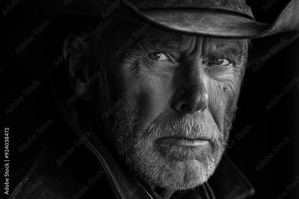 portrait of an old handsome Cowboy. generative ai portrait of an old handsome Cowboy. generative ai