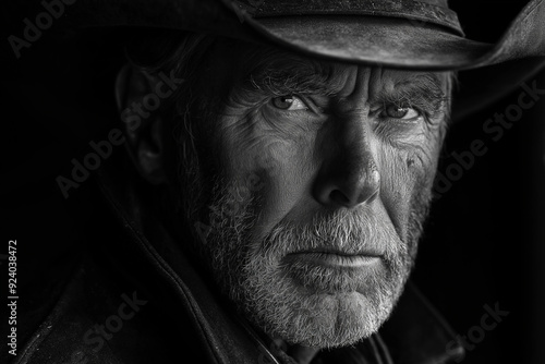 portrait of an old handsome Cowboy. generative ai