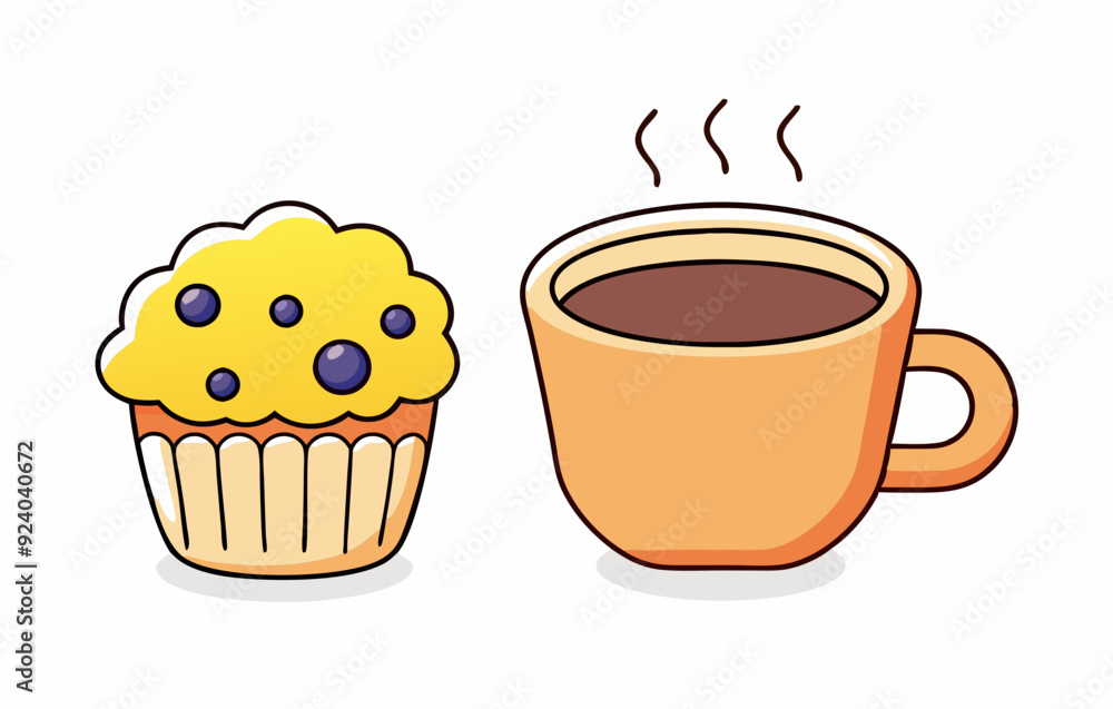 Coffee cup and muffin stock illustration Coffee cup and muffin stock illustration