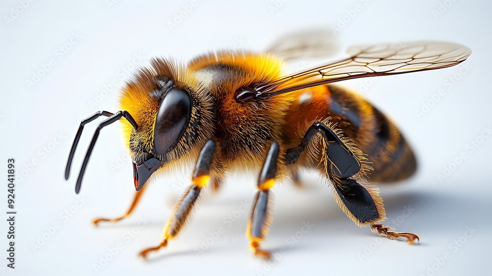 Close-Up of a Honeybee Perched on a Surface Close-Up of a Honeybee Perched on a Surface