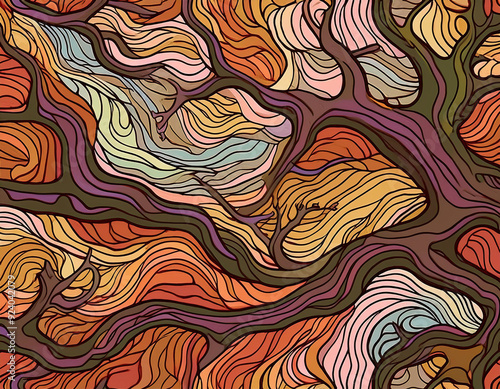 Seamless Tree Bark Wallpaper Pattern Abstract Design with Subtle Autumn Colors