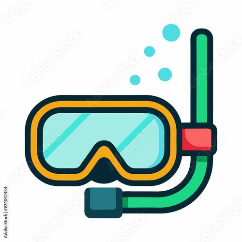 Diving mask and snorkel icon stock illustration