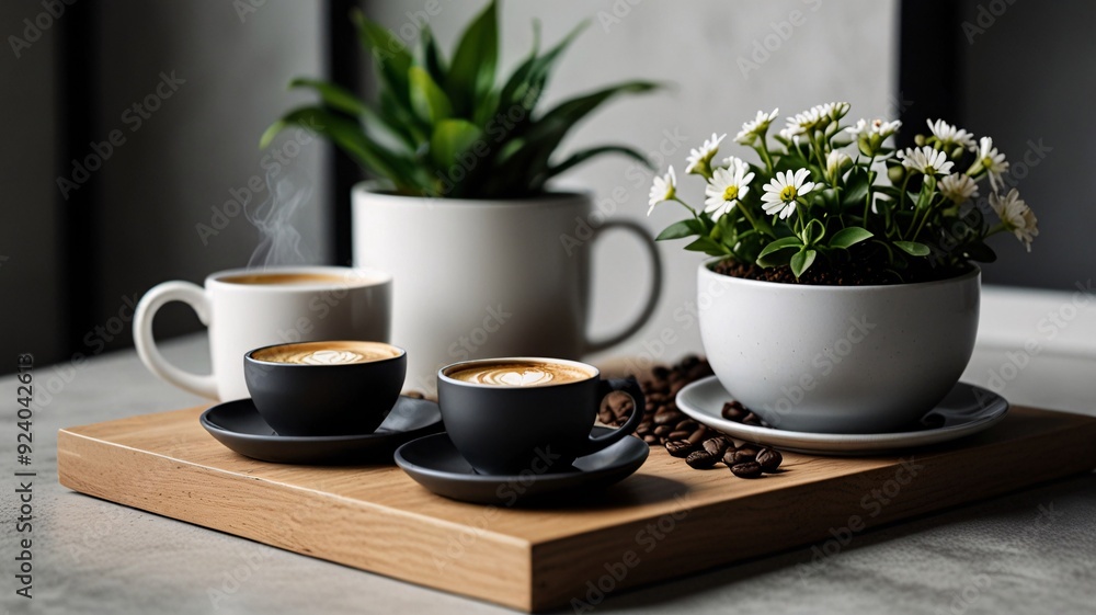 coffee plant pot room, shop decoration, white, gray, black tones, desktop, background image. coffee plant pot room, shop decoration, white, gray, black tones, desktop, background image.