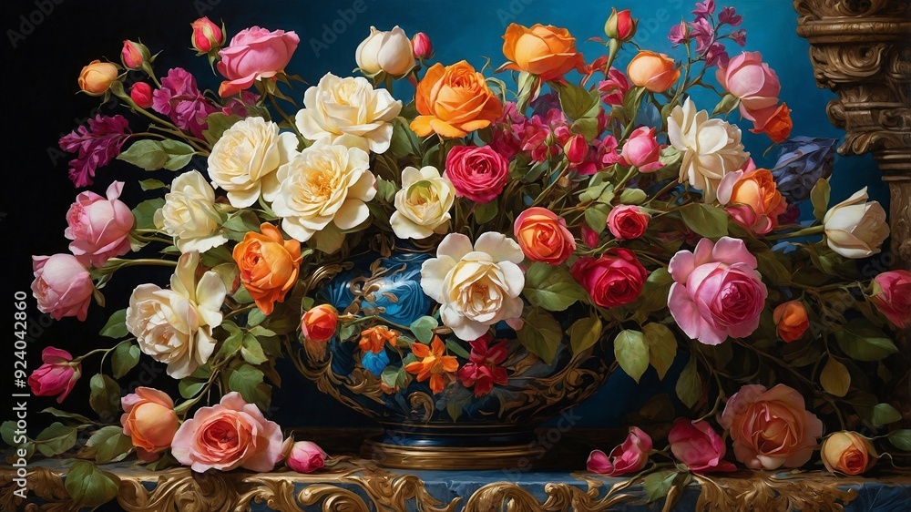 Renaissance style floral still life. Renaissance style floral still life.
