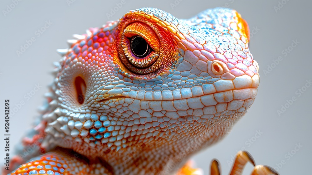 Obraz premium Close-Up of a Lizard Showcasing Detailed Scales