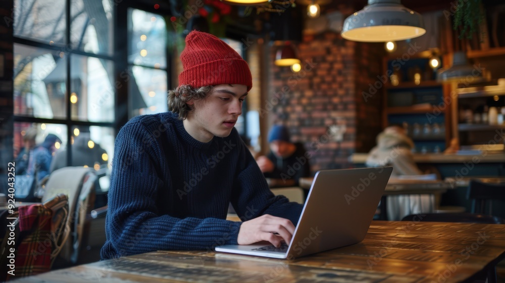 The student in red beanie The student in red beanie