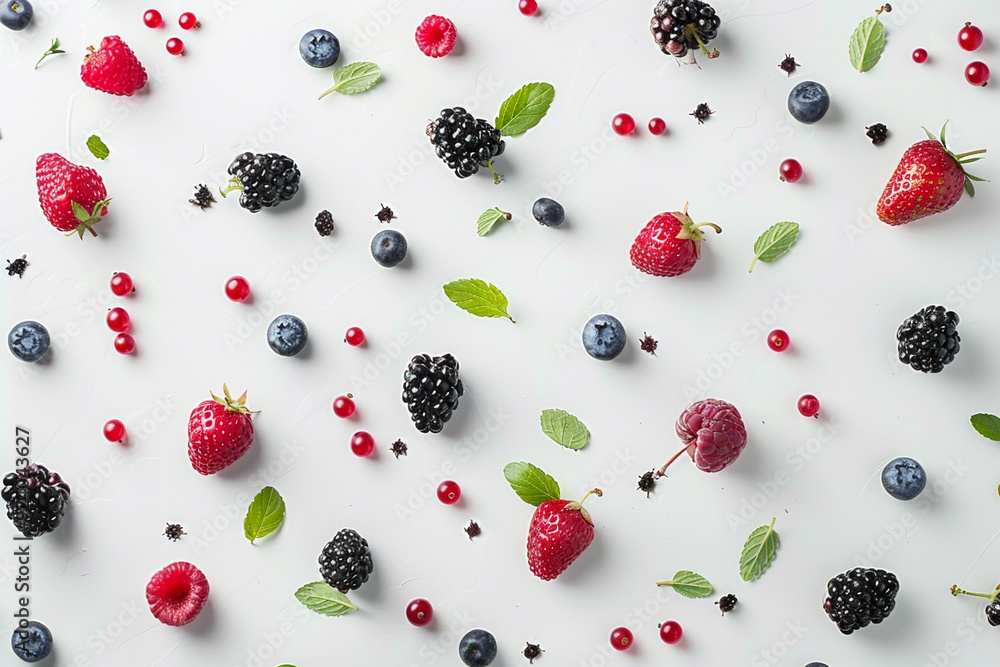 Fresh Berry Pattern on White Background Fresh Berry Pattern on White Background