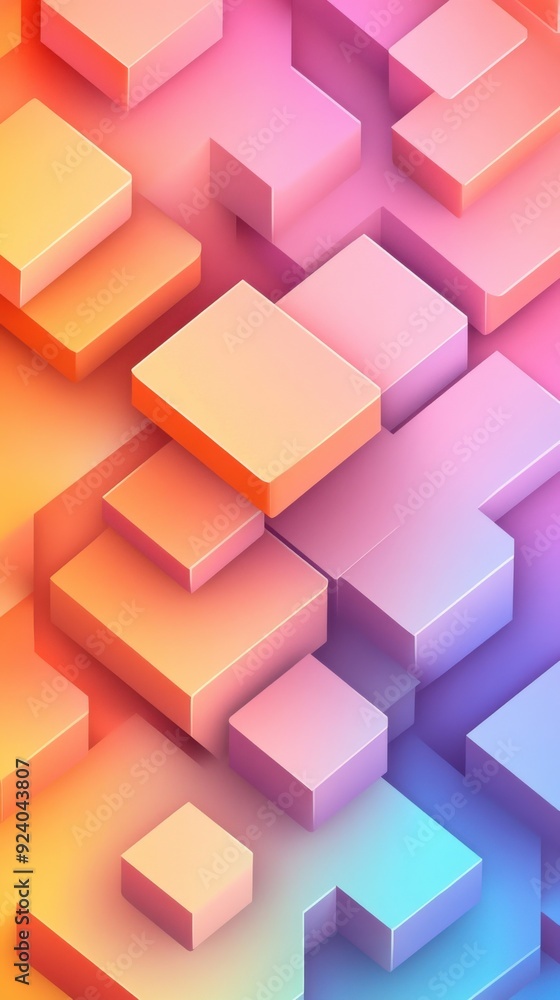A flat animation of interconnected geometric shapes in soft gradients, constantly morphing and shifting to create a balanced and aesthetically pleasing background A flat animation of interconnected geometric shapes in soft gradients, constantly morphing and shifting to create a balanced and aesthetically pleasing background