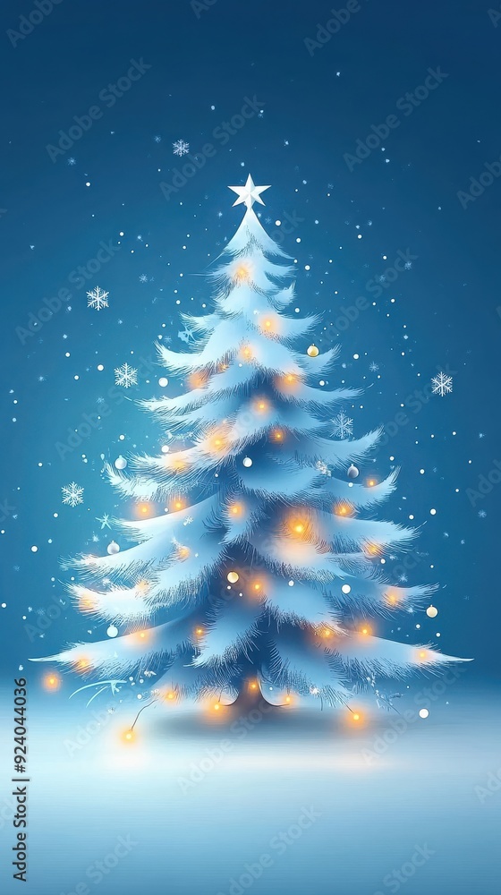 A 2D animation of a shimmering Christmas tree adorned with lights and ornaments, with falling snowflakes, perfect for holiday greetings and festive overlays A 2D animation of a shimmering Christmas tree adorned with lights and ornaments, with falling snowflakes, perfect for holiday greetings and festive overlays