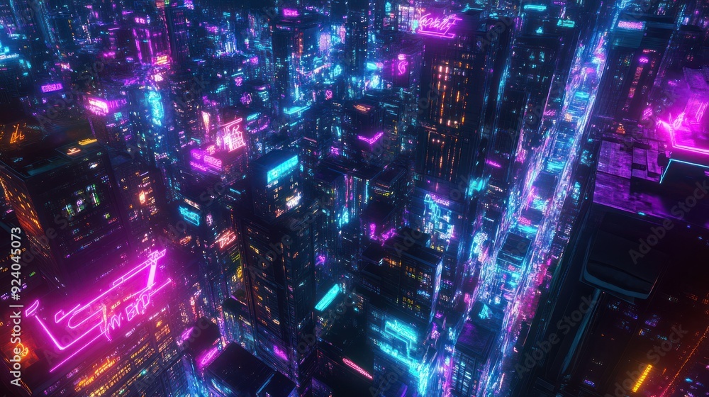 Cyberpunk Cityscape with Neon Lights Cyberpunk Cityscape with Neon Lights