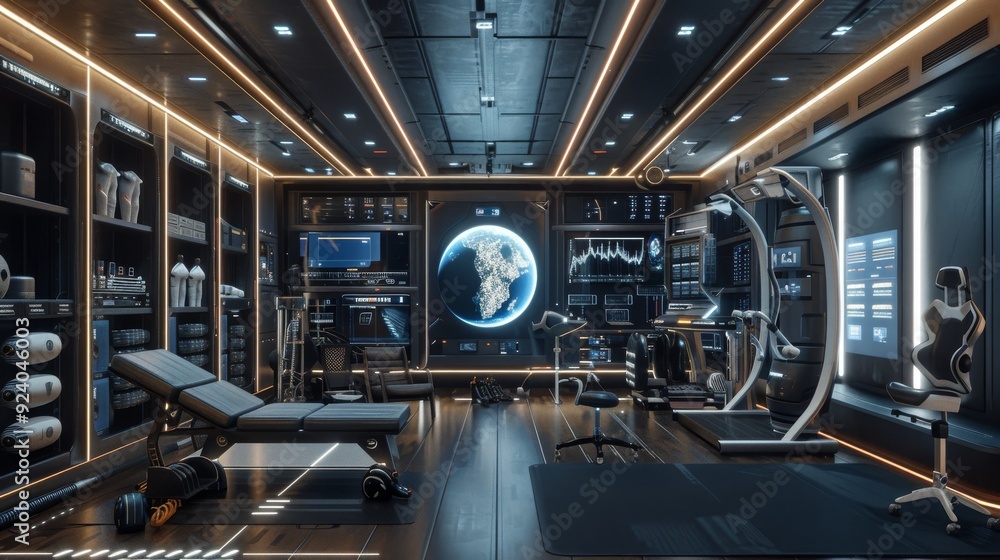 Futuristic Sports Training Facility: A facility equipped with AI tools and robotics to enhance athletic training and performance analysis. Futuristic Sports Training Facility: A facility equipped with AI tools and robotics to enhance athletic training and performance analysis.