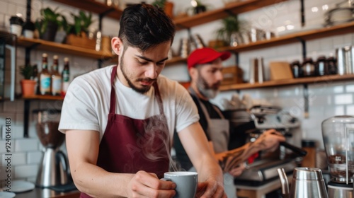 The barista brewing coffee photo