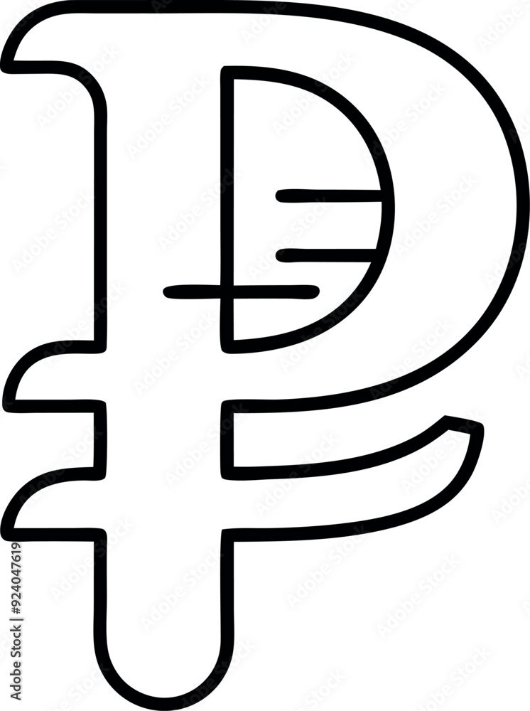 Simple Russian Ruble Currency Symbol Outline Illustration Simple Russian Ruble Currency Symbol Outline Illustration