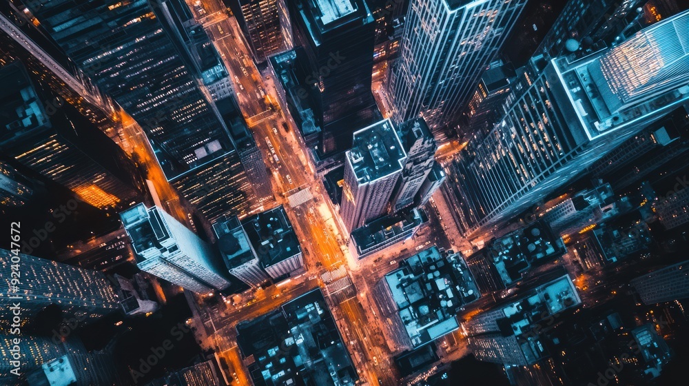 Aerial View of Cityscape at Night Aerial View of Cityscape at Night
