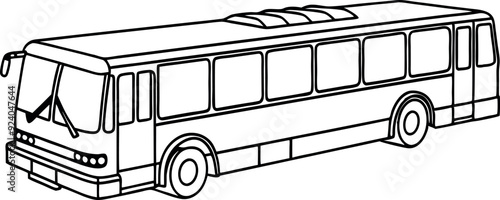 Black and White Bus Line Drawing for Coloring Page