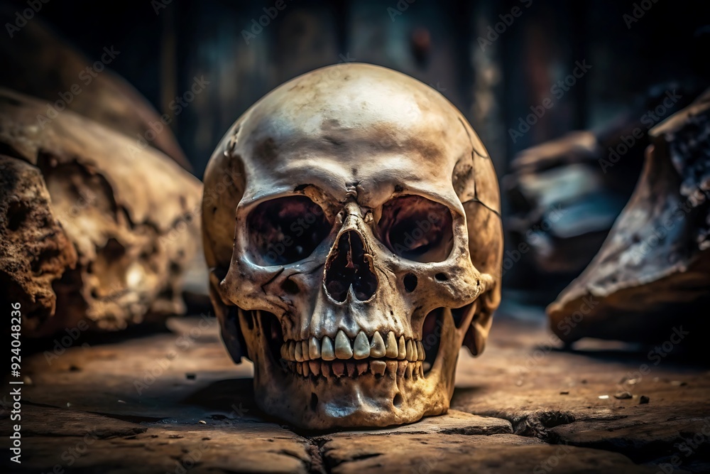 Skull and scary scene for Halloween Skull and scary scene for Halloween