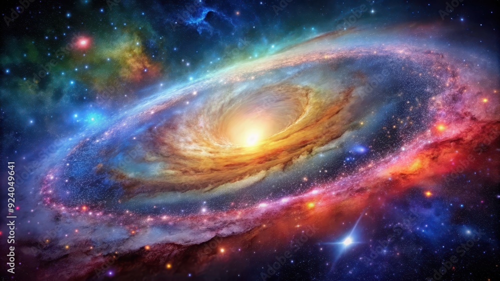 Fototapeta premium Galaxy with colorful nebula and bright stars in outer space background, Galaxy, nebula, stars, space, universe, astronomy