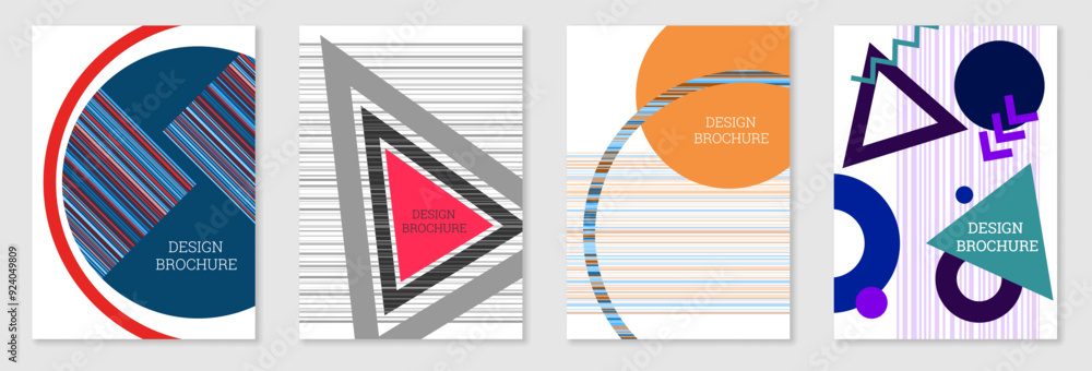 Set of cover design in Memphis style. Geometric design, abstract background. Fashionable bright cover, banner, poster, booklet. Creative colors. Set of cover design in Memphis style. Geometric design, abstract background. Fashionable bright cover, banner, poster, booklet. Creative colors.