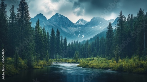 Serene Mountain River Landscape