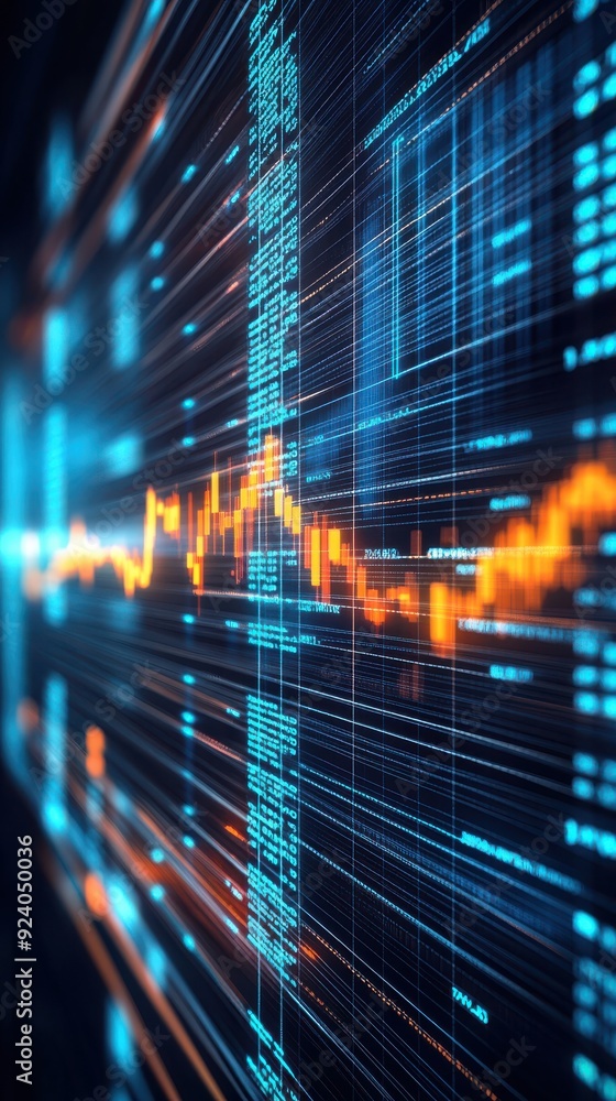 Hyperrealistic 3D loop of a digital stock market board with scrolling numbers and fluctuating graphs, providing a dynamic backdrop for finance-related content Hyperrealistic 3D loop of a digital stock market board with scrolling numbers and fluctuating graphs, providing a dynamic backdrop for finance-related content