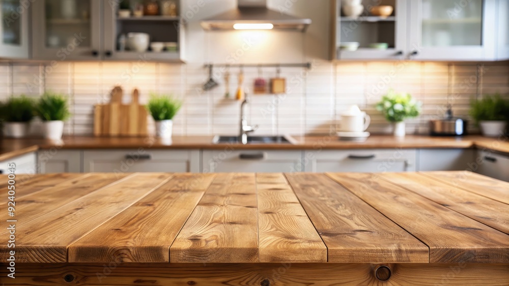 Empty wooden table on blurred kitchen bench background , wooden, table, empty, kitchen, bench, background, interior, furniture, home Empty wooden table on blurred kitchen bench background , wooden, table, empty, kitchen, bench, background, interior, furniture, home