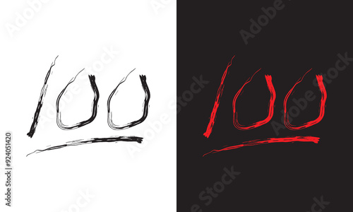 Hundred points emoji. Red hundred symbol modern, simple, vector, icon for website design, mobile app, ui. Vector Illustration