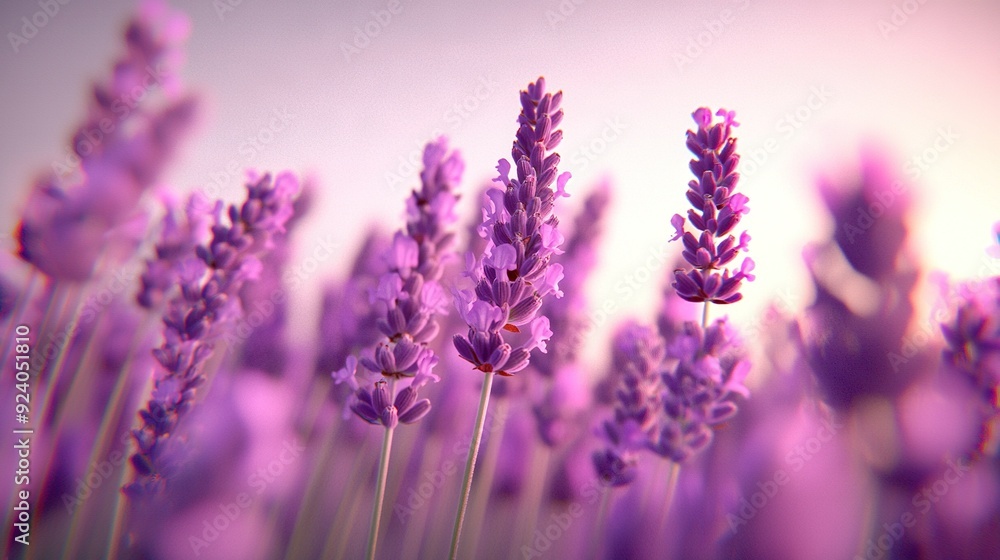 Lavender field under a pink sky Lavender field under a pink sky