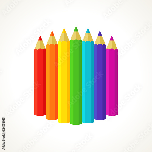 A group of crayons in rainbow colors