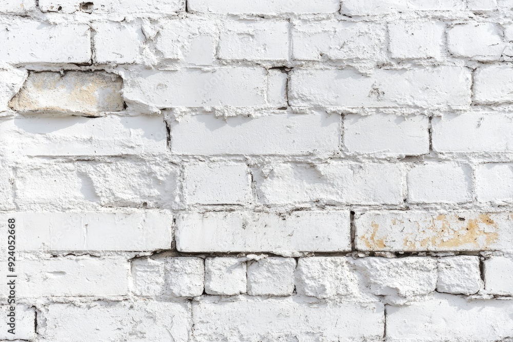 Fototapeta premium White painted old brick Wall panoramic background , ai
