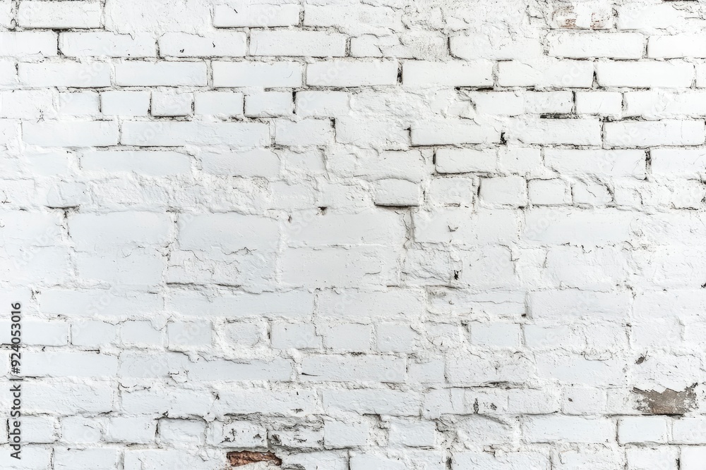 Fototapeta premium White painted old brick Wall panoramic background , ai