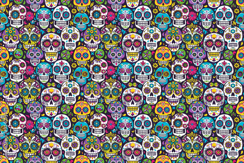 sugar skulls seamless texture pattern. background for cloth
