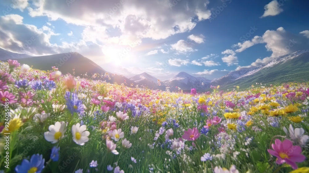 Colorful Wildflowers Blooming in a Mountain Meadow Colorful Wildflowers Blooming in a Mountain Meadow