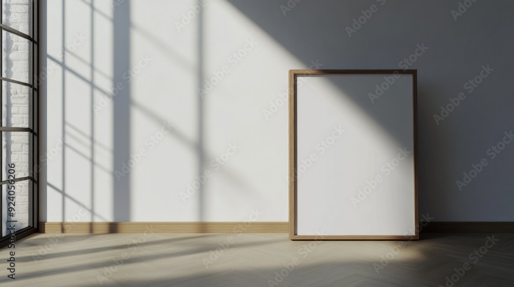 Fototapeta premium Empty Canvas in a Room with Sunlight Streaming Through a Window