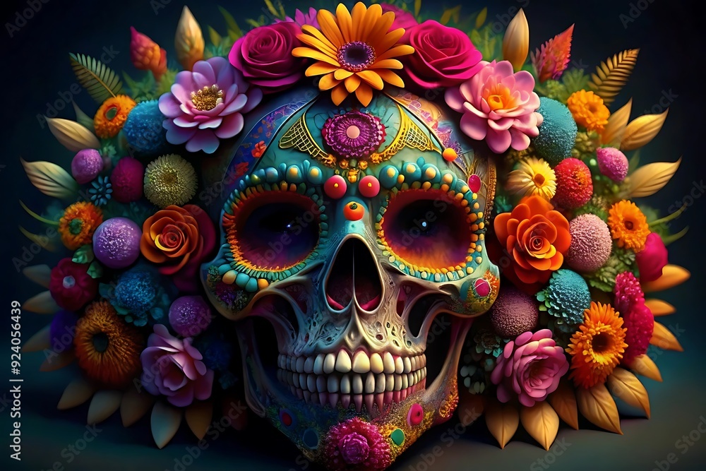 Traditional Calavera (Sugar Skull) for Dia de Los Muertos (Day of the Dead) a Mexican holiday. Traditional Calavera (Sugar Skull) for Dia de Los Muertos (Day of the Dead) a Mexican holiday.