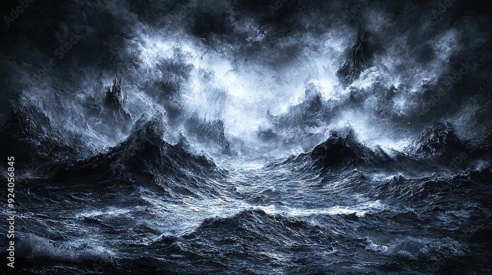 A stormy lighthouse amidst an oceanic tempest A stormy lighthouse amidst an oceanic tempest