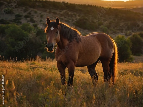 horse in the field photo