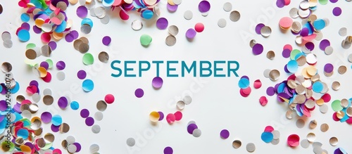 colorful confetti and the word 