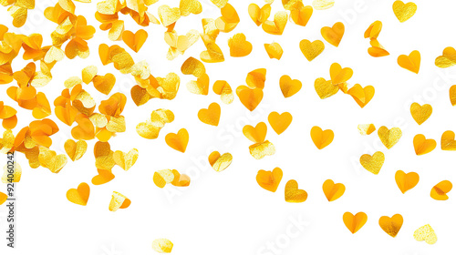 Yellow heart confetti transparent background