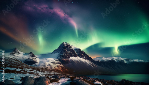 Aurora over the mountains