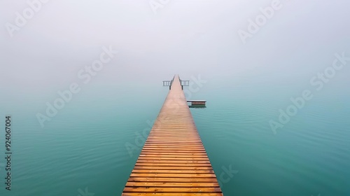 A mysterious bridge shrouded in fog, leading to forgotten lands, a symbol of memories left behind and paths untraveled photo