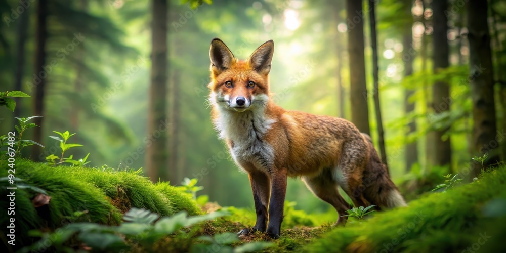 Majestic fox in a lush, green forest, wildlife, nature, animal, fox, beauty, wilderness, vibrant, outdoors, forest Majestic fox in a lush, green forest, wildlife, nature, animal, fox, beauty, wilderness, vibrant, outdoors, forest