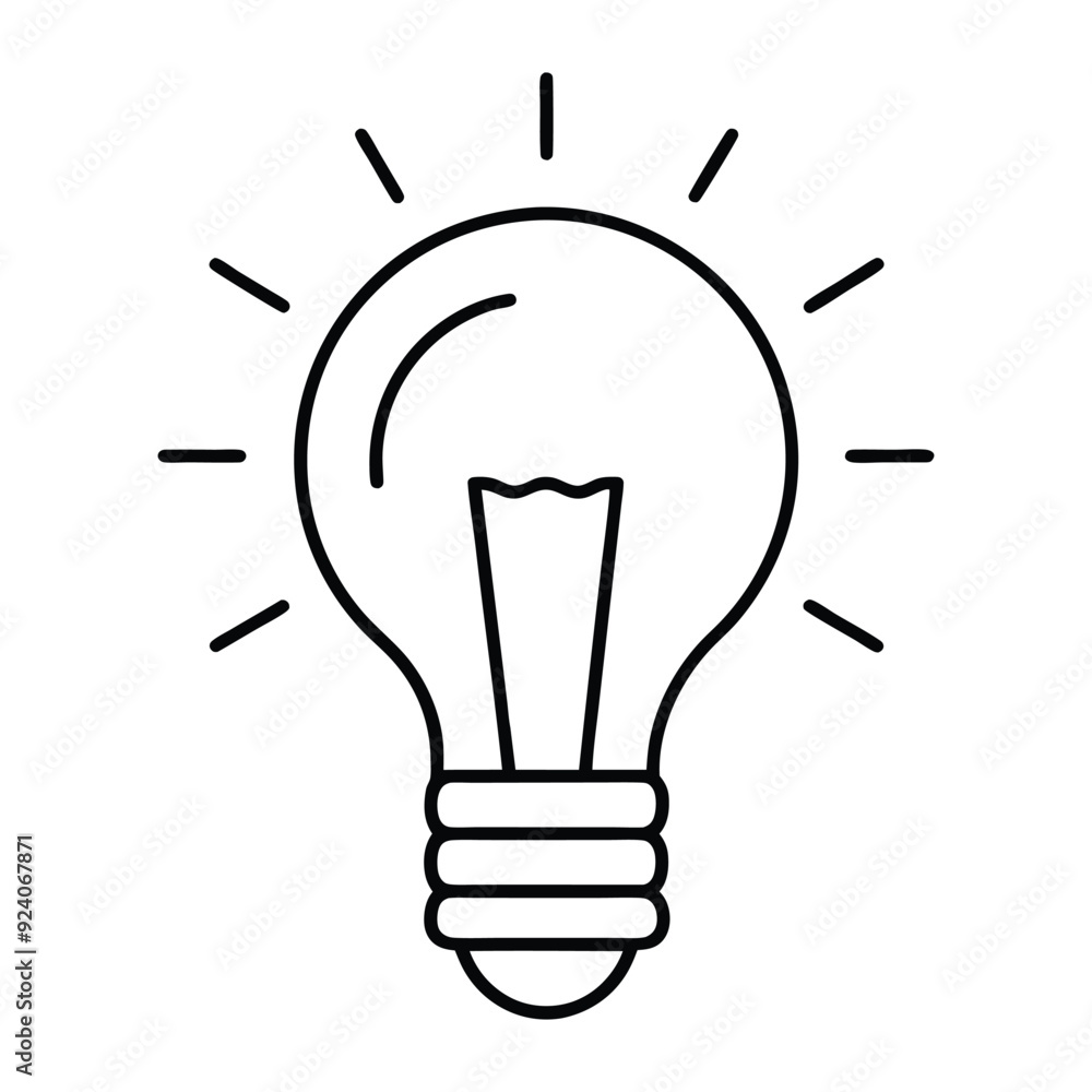 A sleek and modern line art vector icon of a light bulb, symbolizing creativity and
inspiration. Perfect for representing innovative ideas, brainstorming sessions. A sleek and modern line art vector icon of a light bulb, symbolizing creativity and
inspiration. Perfect for representing innovative ideas, brainstorming sessions.